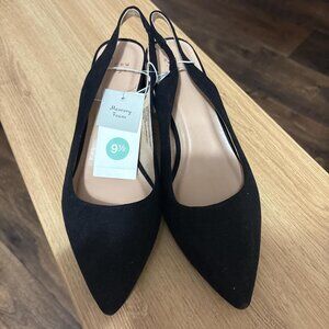 Black suede slingback heels in WOMEN size 9.5